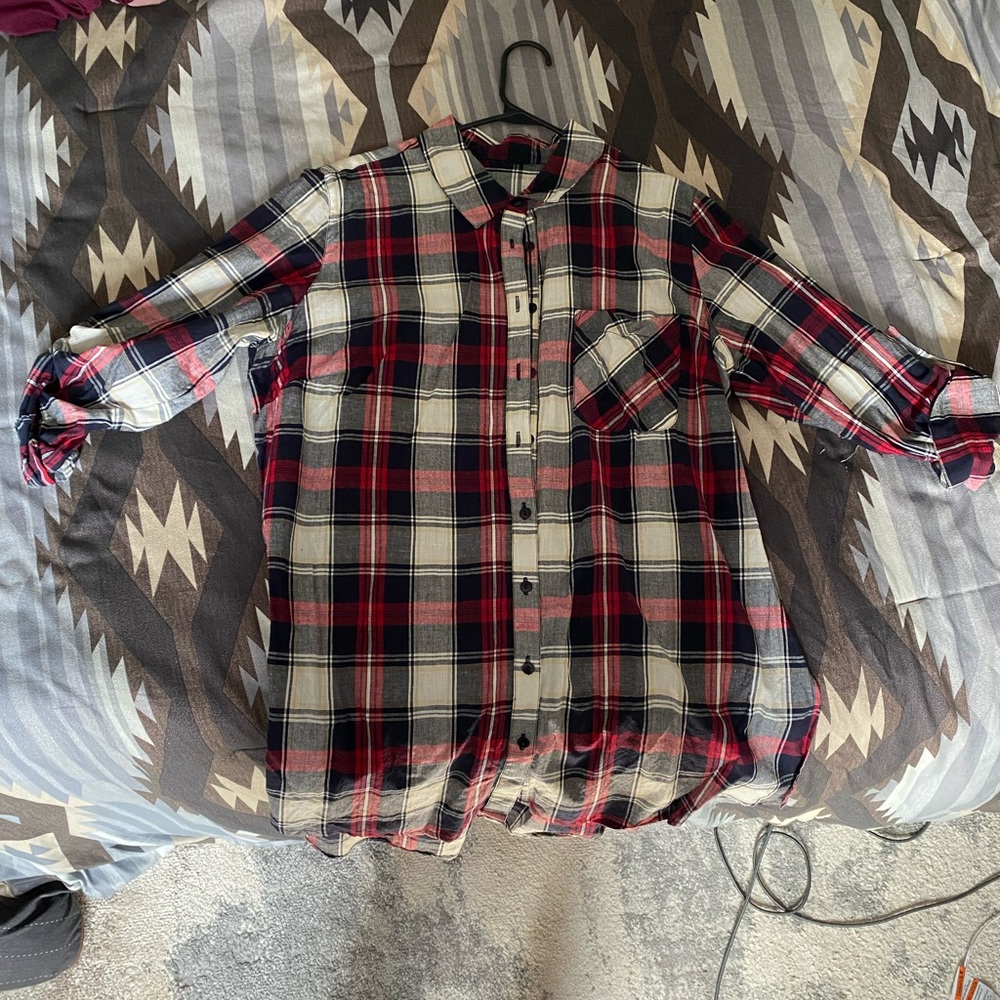 Button down plaid tshirt dress